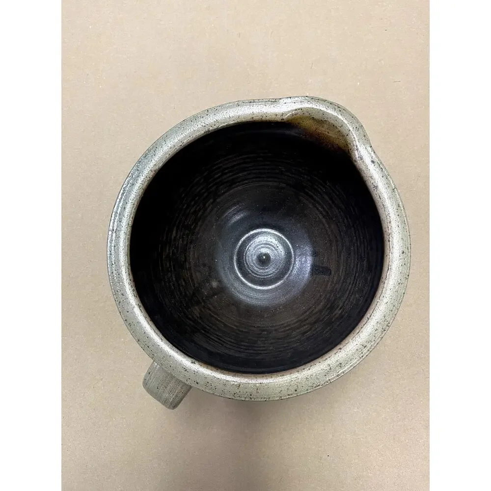 Salt City Pottery 1997 Handmade Stoneware BatterBowl Cobalt Blue Salt Glaze Grey